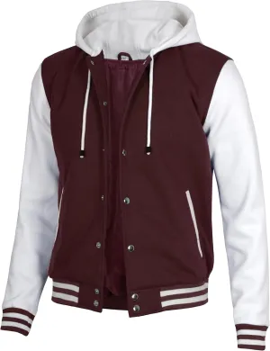 Decrum Hooded Varsity Jacket Men - High School Letterman Bomber Style Hoodie Baseball Jackets for Men