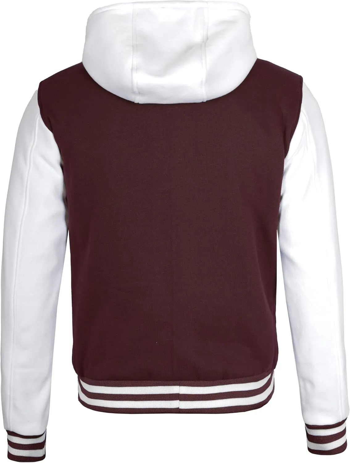 Decrum Hooded Varsity Jacket Men - High School Letterman Bomber Style Hoodie Baseball Jackets for Men