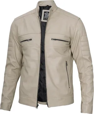 Decrum Leather Jacket Men - Cafe Racer Style Fashion Real Lambskin Leather Jacket For Men