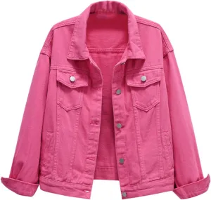 Denim Shacket for Women 2024 Fashion Casual Button Down Denim Coat with Pockets Loose Fit Fall Denim Jacket