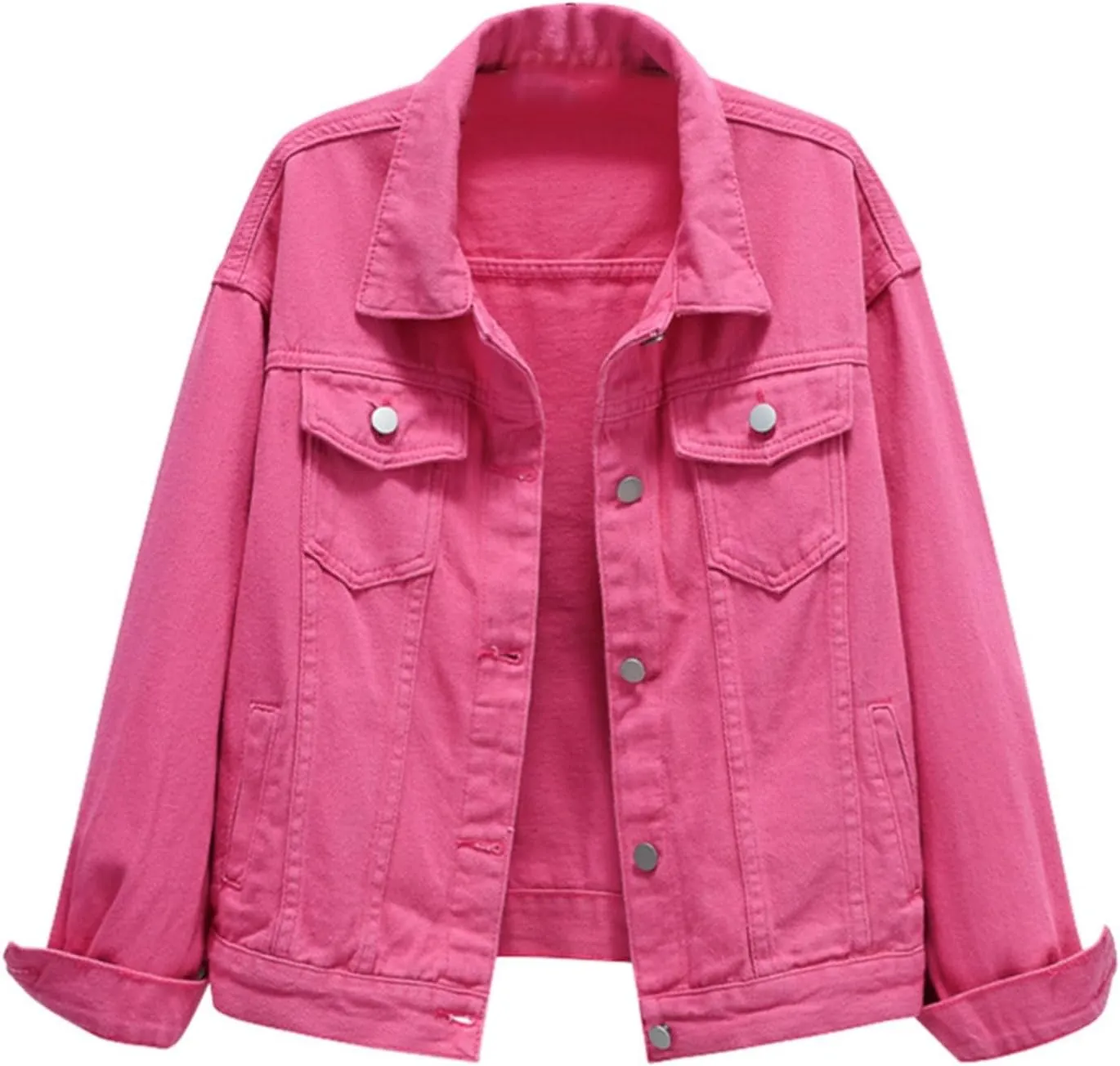 Denim Shacket for Women 2024 Fashion Casual Button Down Denim Coat with Pockets Loose Fit Fall Denim Jacket