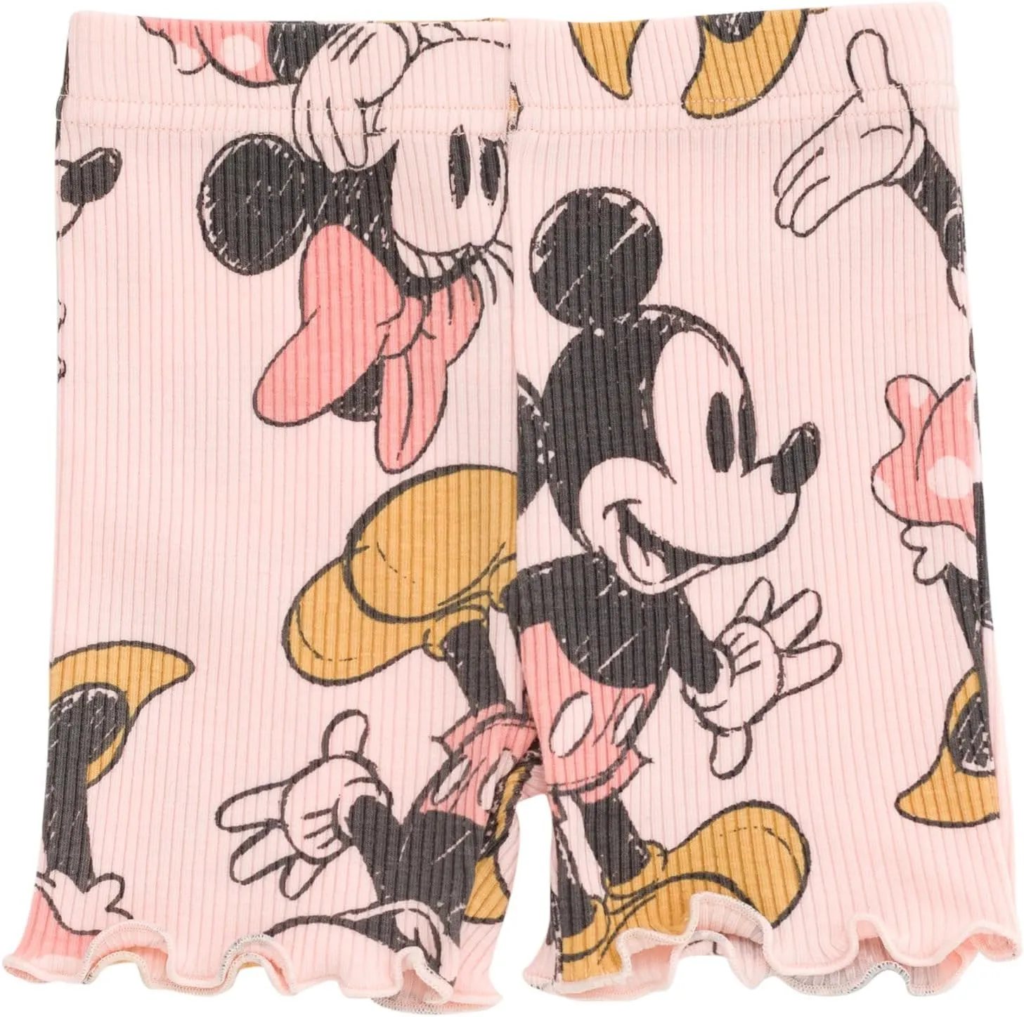 Disney Junior Ribbed Peplum T-Shirt and Bike Shorts Outfit Set Newborn to Big Kid Sizes (0-3 Months - 14-16)
