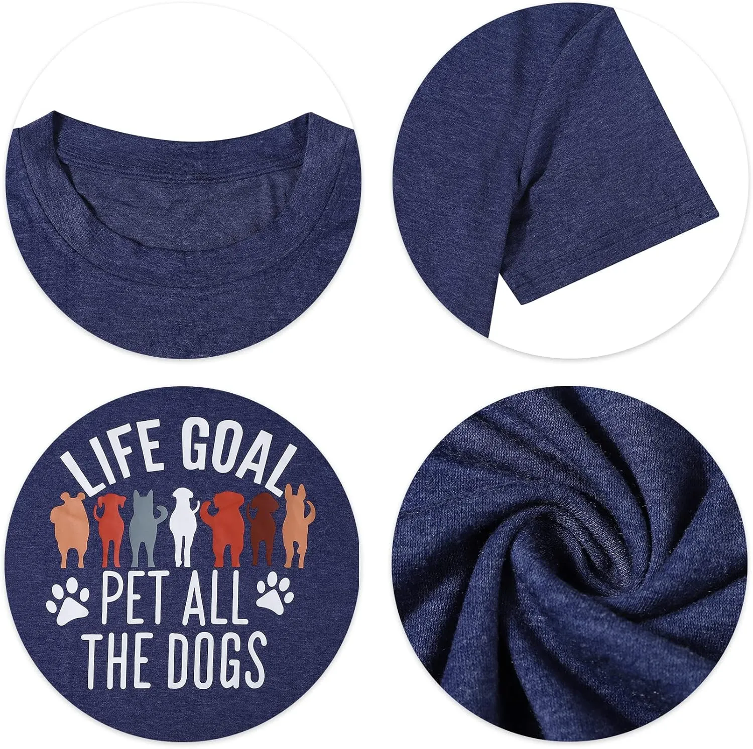 Dog Mom T-Shirt for Women - Pet Lover Shirt With Funny Saying Letter Print - All The Dogs Dog Mama Tee Top