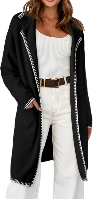 Dokotoo Womens Casual Long Cardigan Sweaters 2024 Winter Coats Fall Jacket Knit Coatigan Outwear with Pockets