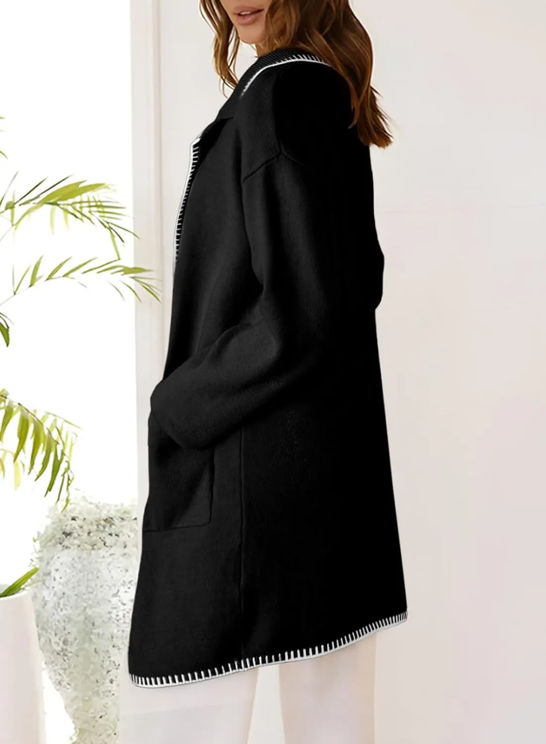 Dokotoo Womens Casual Long Cardigan Sweaters 2024 Winter Coats Fall Jacket Knit Coatigan Outwear with Pockets