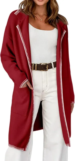 Dokotoo Womens Casual Long Cardigan Sweaters 2024 Winter Coats Fall Jacket Knit Coatigan Outwear with Pockets