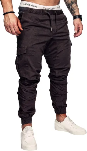 Dudubaby Plus Size Dress Pants for Mens Work Pants Casual Multi Pocket Trousers Sports Drawstring Trousers