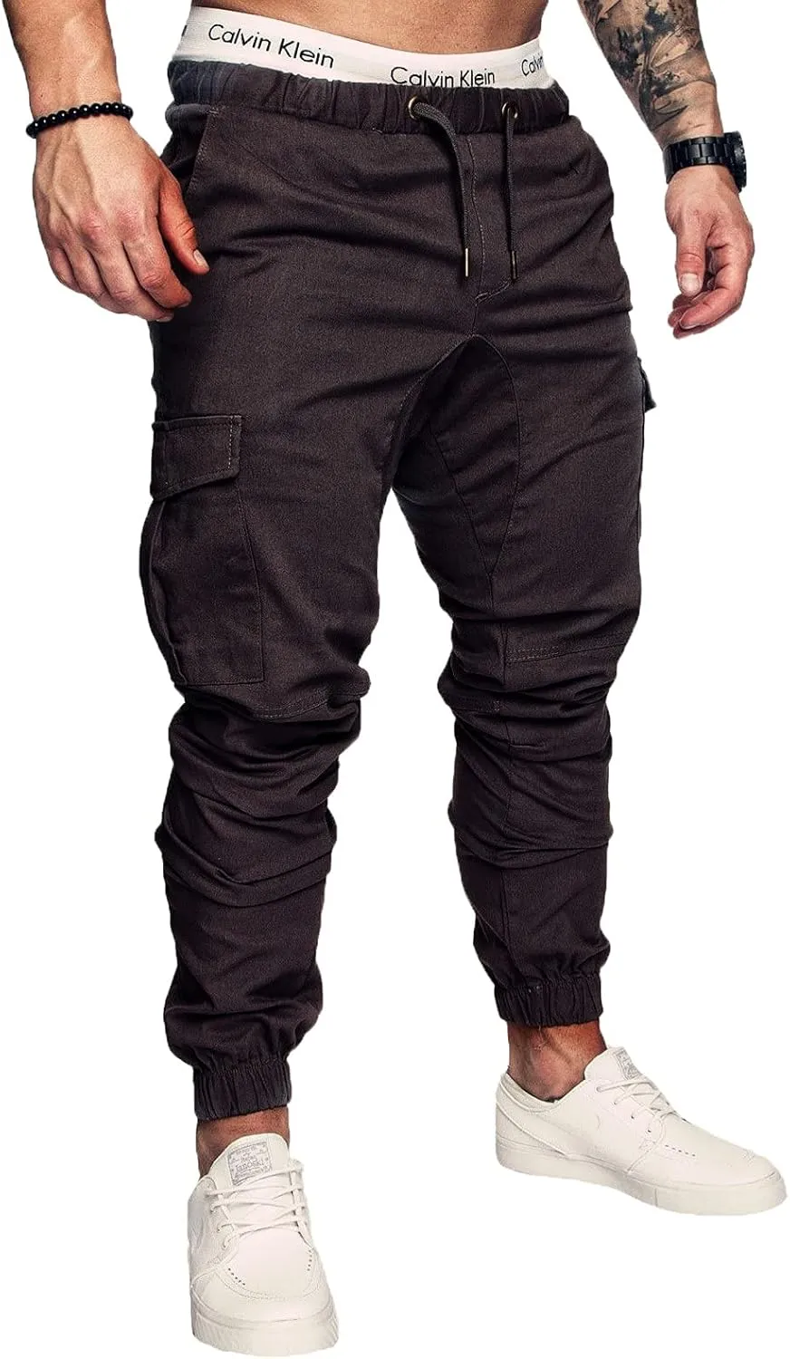 Dudubaby Plus Size Dress Pants for Mens Work Pants Casual Multi Pocket Trousers Sports Drawstring Trousers