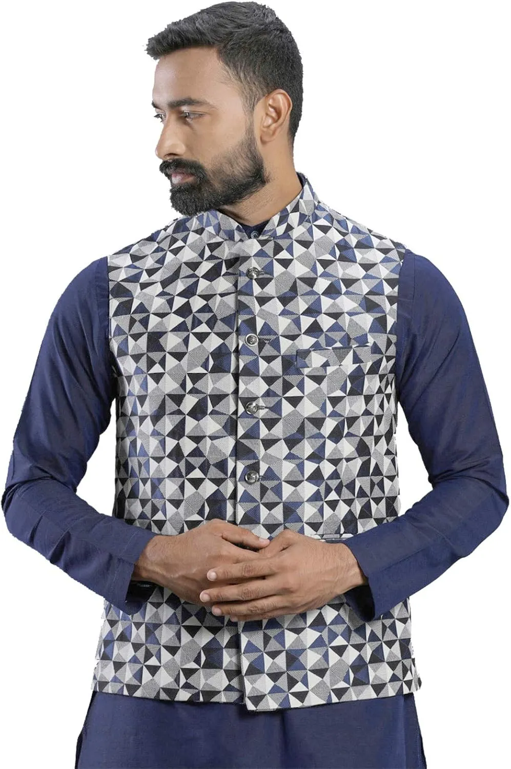 Elina fashion Men's Indian Nehru Jacket || Printed Bandhgala Jodhpuri Sleeve Less ONLY Waistcoat