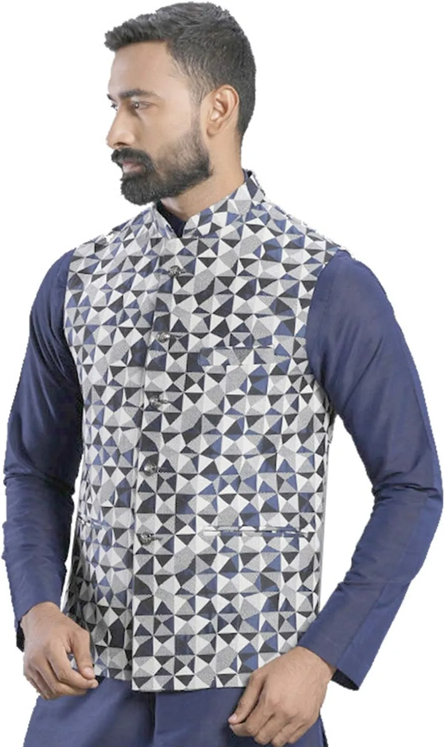 Elina fashion Men's Indian Nehru Jacket || Printed Bandhgala Jodhpuri Sleeve Less ONLY Waistcoat