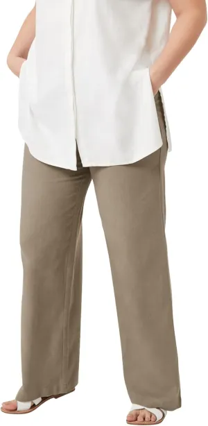 ellos Plus Size Linen-Blend Drawstring Pants
