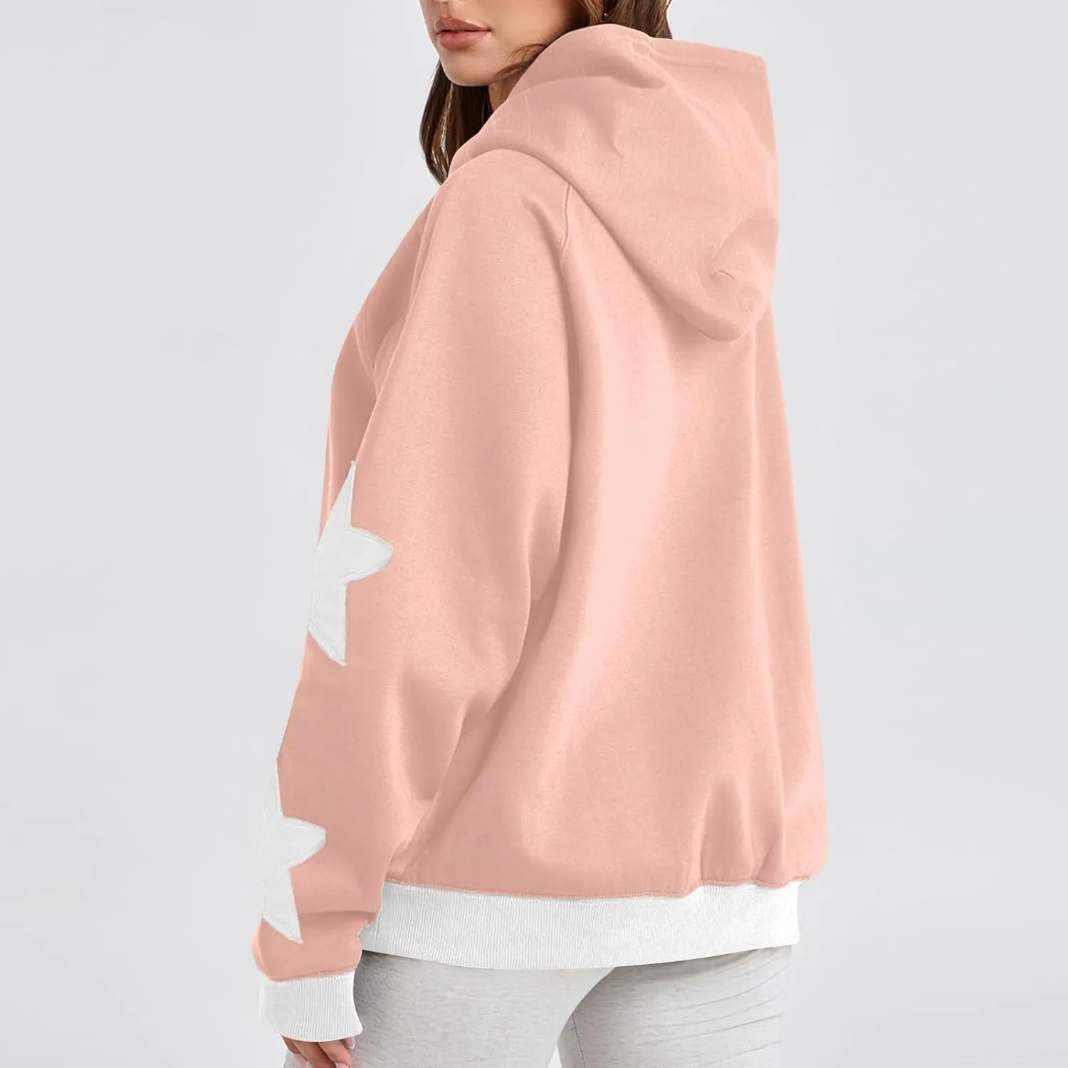 Embroidery Hoodies Women Cute Bowknot Graphic Preppy Pullover for Teen Girl Oversized Long Sleeve Hood Sweatshirt