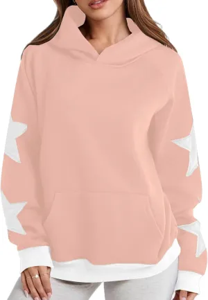 Embroidery Hoodies Women Cute Bowknot Graphic Preppy Pullover for Teen Girl Oversized Long Sleeve Hood Sweatshirt