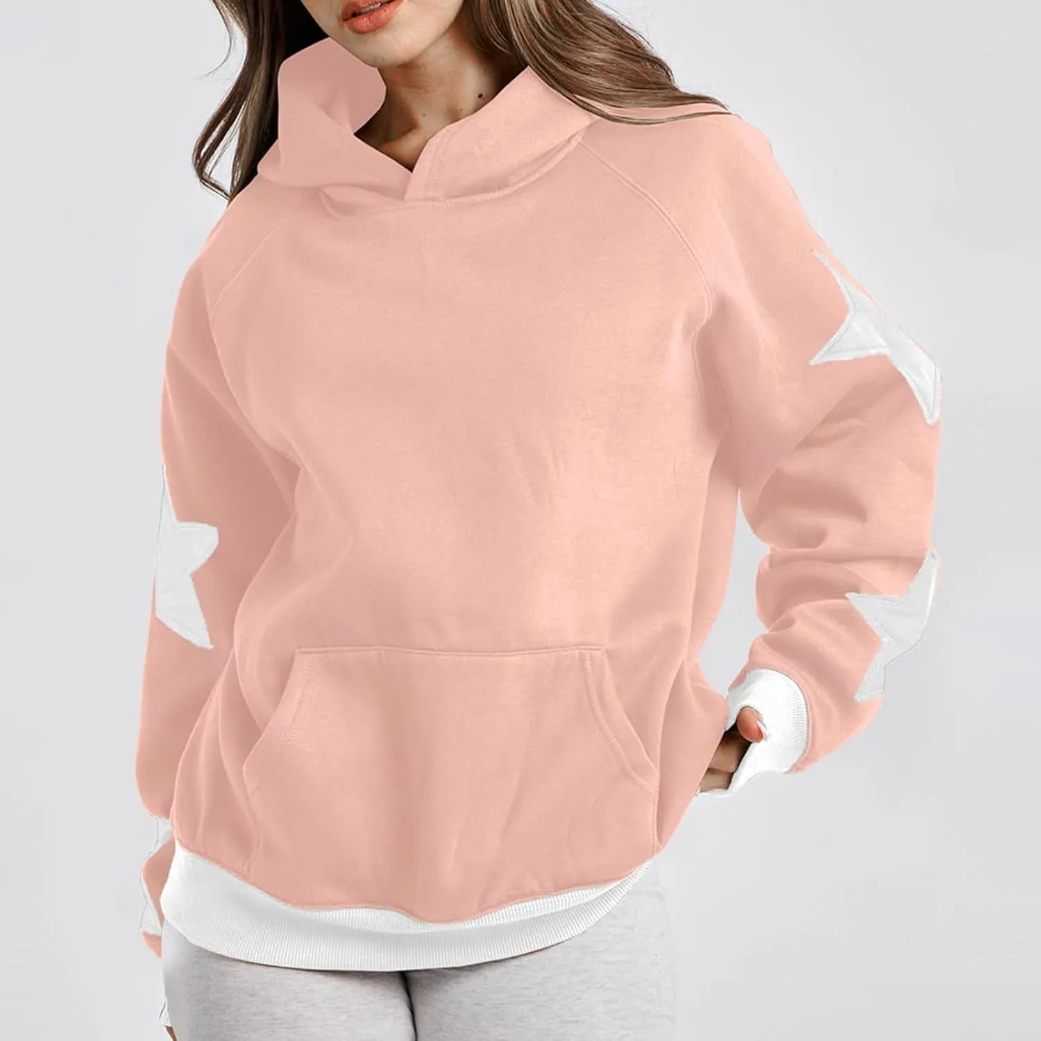 Embroidery Hoodies Women Cute Bowknot Graphic Preppy Pullover for Teen Girl Oversized Long Sleeve Hood Sweatshirt