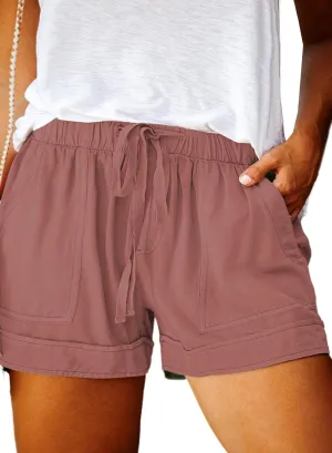 Eytino Womens Plus Size Comfy Drawstring Casual Elastic Waist Pocketed Shorts,1X-5X