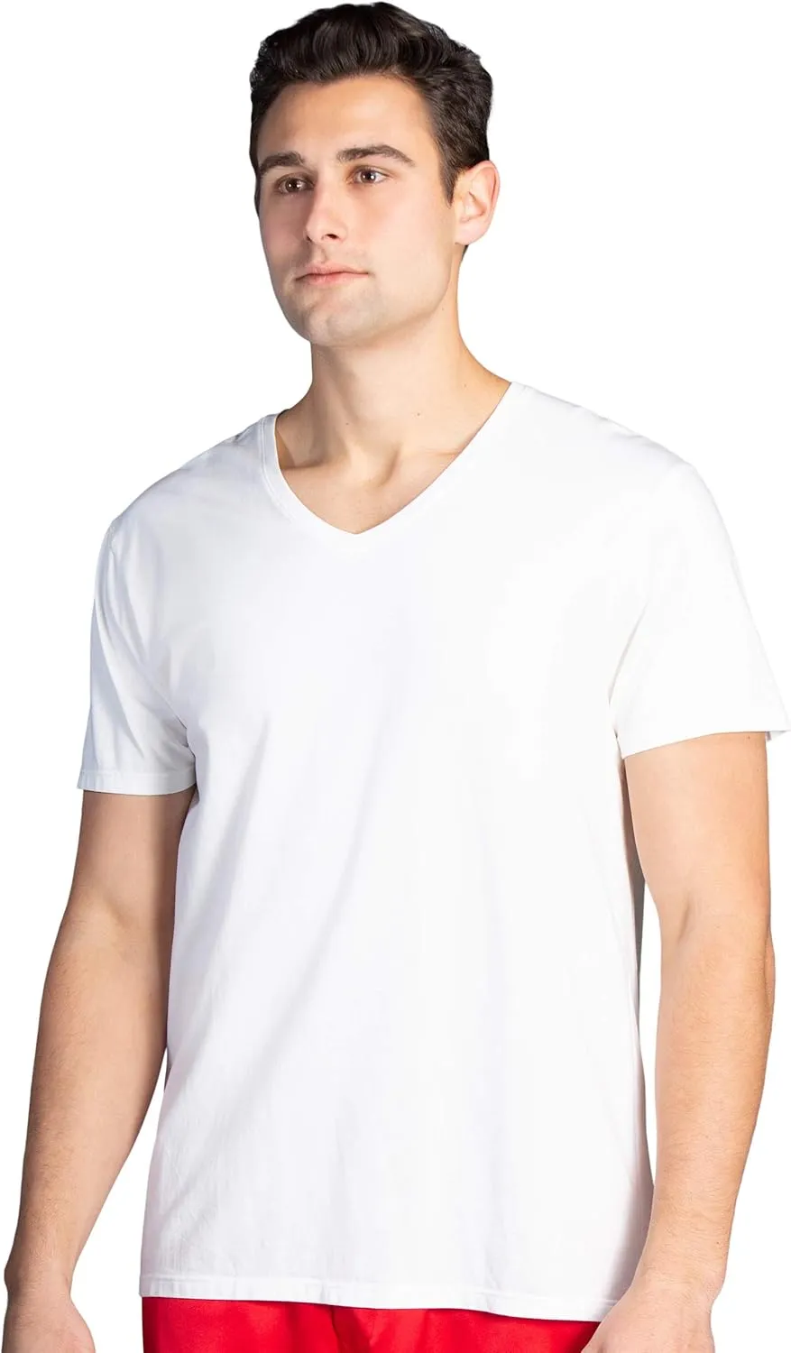 Fishers Finery Men's Classic V-Neck Comfort Soft Keep Tucked Undershirt - Breathable Cotton Modal Blend T-Shirt