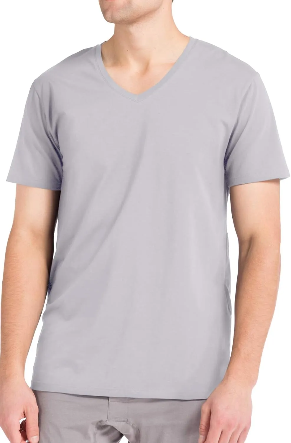 Fishers Finery Men's Classic V-Neck Comfort Soft Keep Tucked Undershirt - Breathable Cotton Modal Blend T-Shirt