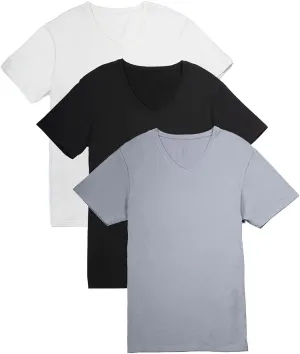 Fishers Finery Men's Classic V-Neck Comfort Soft Keep Tucked Undershirt - Breathable Cotton Modal Blend T-Shirt