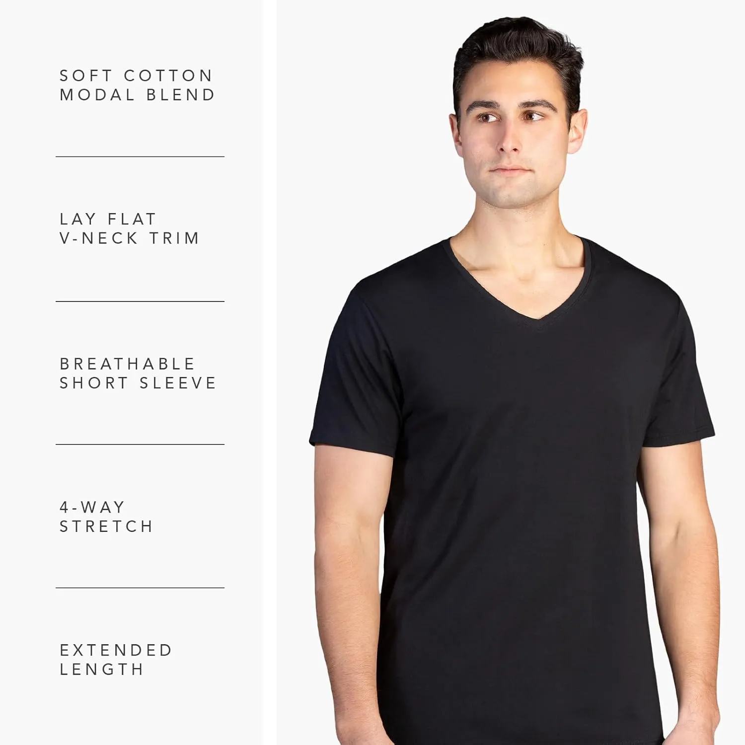 Fishers Finery Men's Classic V-Neck Comfort Soft Keep Tucked Undershirt - Breathable Cotton Modal Blend T-Shirt