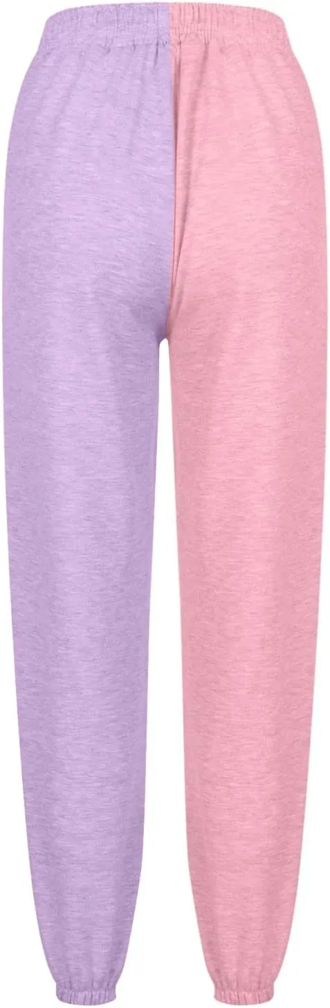 Fleece Straight Leg Sweatpants for Women Elastic High Waisted Joggers with Pockets Lightweight Cinch Bottom Trousers