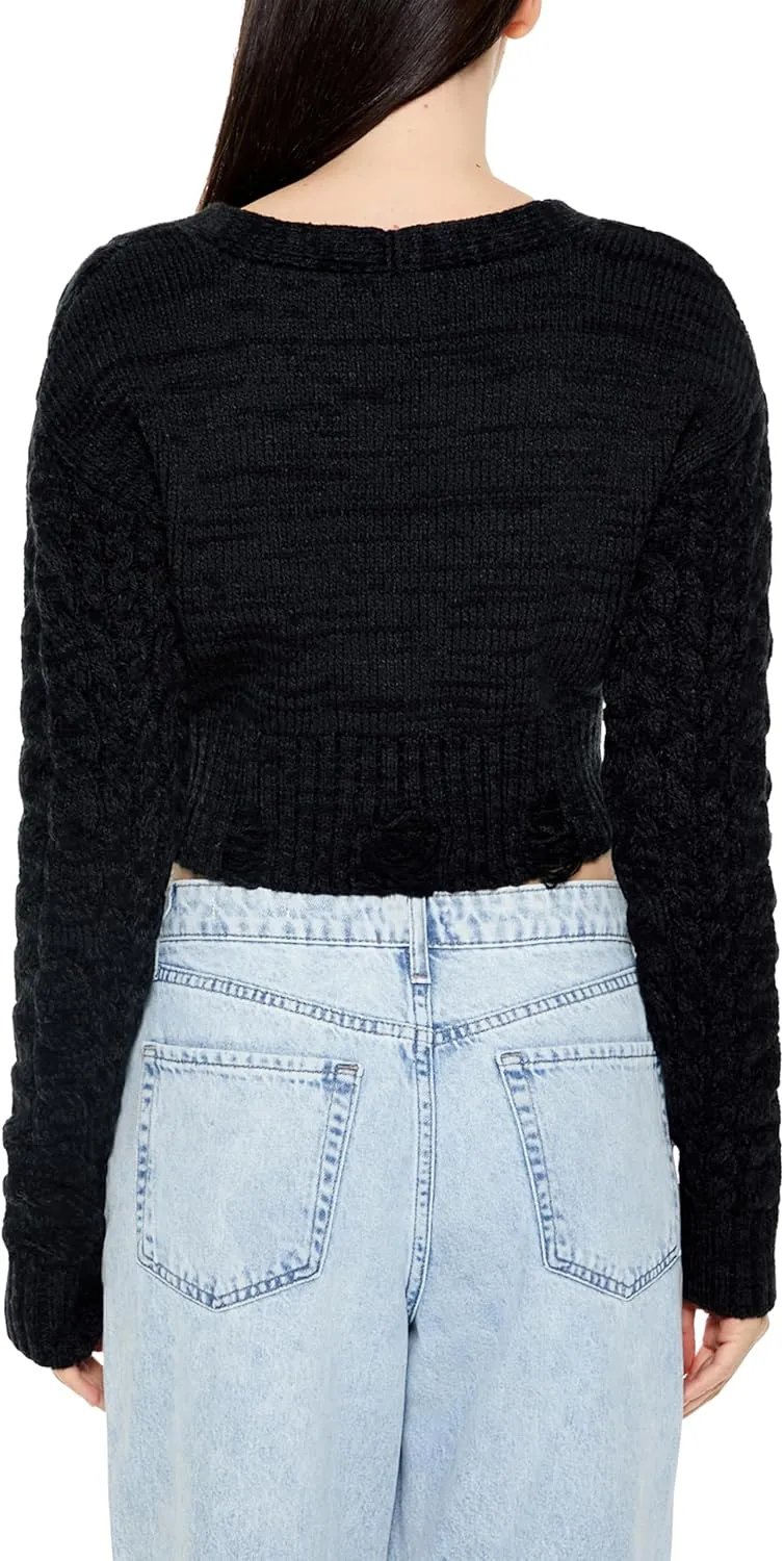 Forever 21 Women's Cable Knit Cropped Cardigan Sweater
