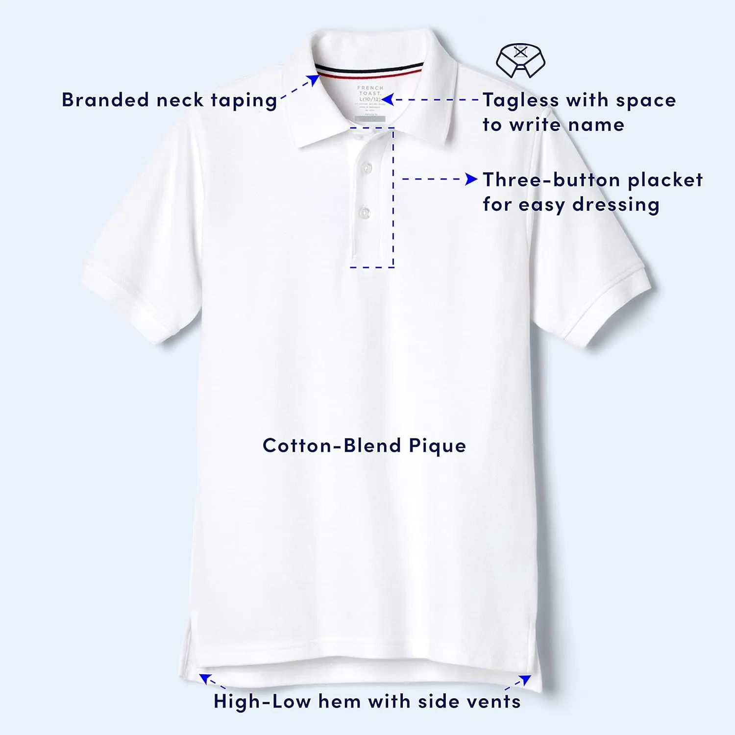 French Toast Men's Short Sleeve Pique Polo T-Shirt