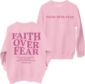 FRYAID Christian Sweatshirt Women Faith Over Fear Christian Religious Sayings Pullover Shirt Letter Print Long Sleeve Tops