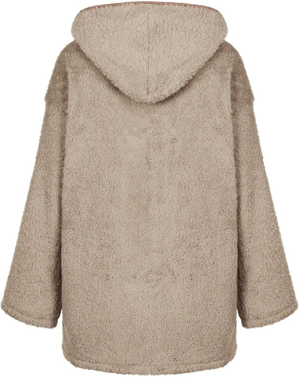 Fuzzy Fleece Jacket Women Full Zip Up Hooded Winter Coats Sherpa Lined Fluffy Hoodie Oversized Faux Fur Outerwear