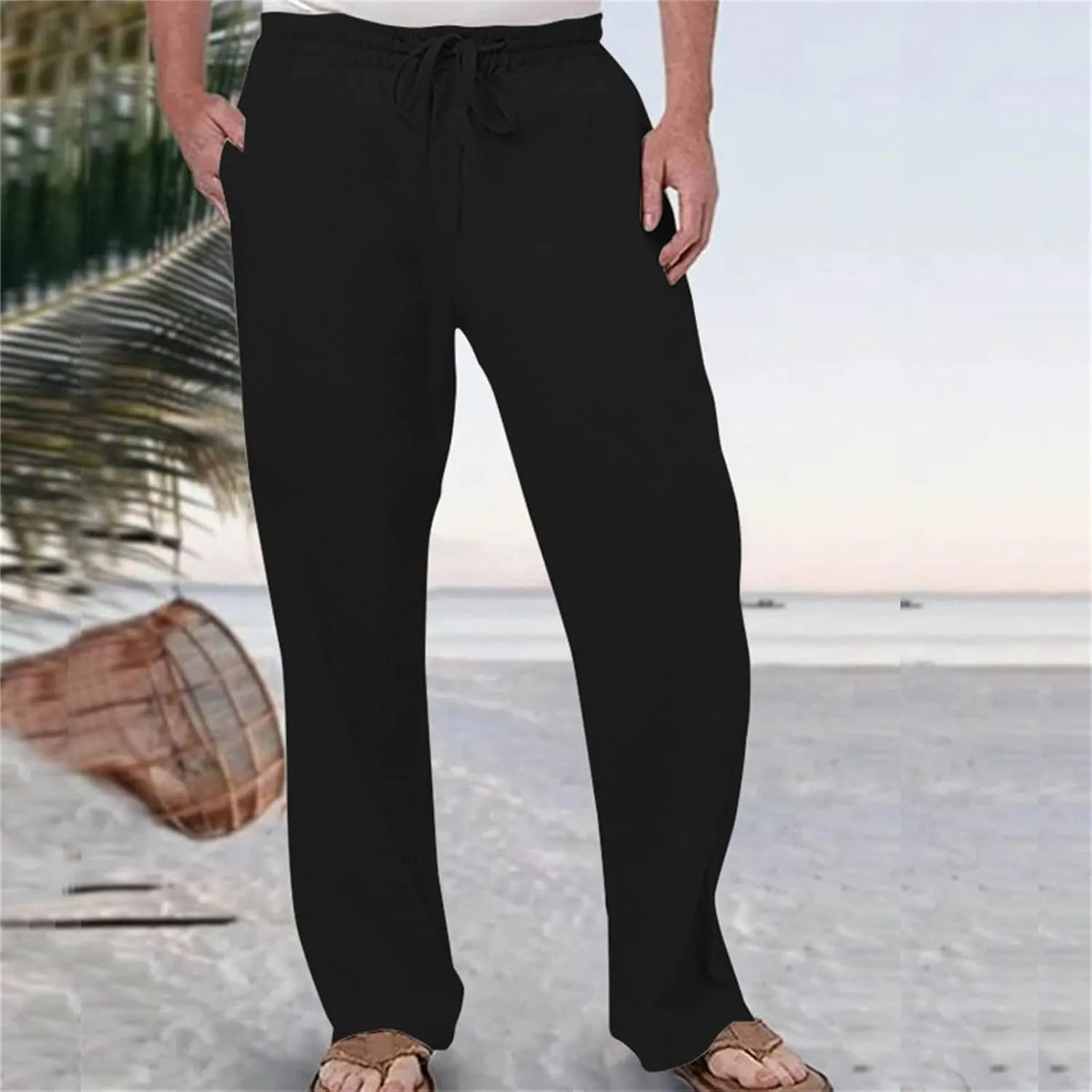 FZVYD Khaki Cargo Pants Mens Joggers Cargo Pants Fashion Casual Sweatpants Work Pants Drawstring Loose Trousers with Pockets