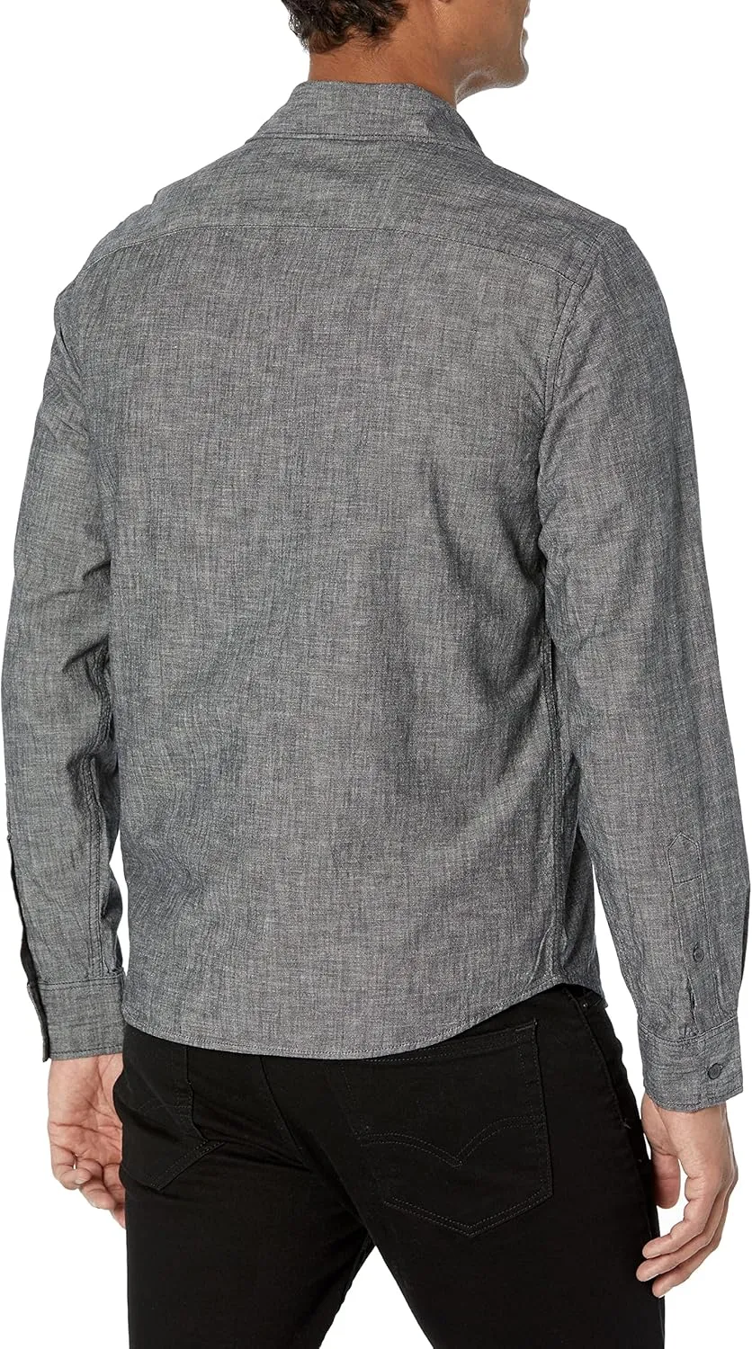 GAP Men's Long Sleeve Chambray Woven Button-Down Shirt