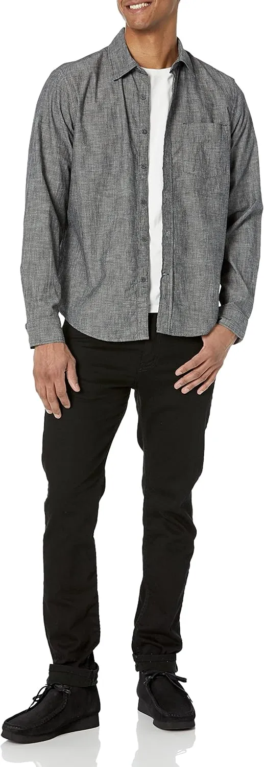 GAP Men's Long Sleeve Chambray Woven Button-Down Shirt