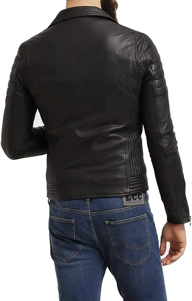 Genuine Lambskin Leather Motorcycle Biker Leather Jacket Men CL-01