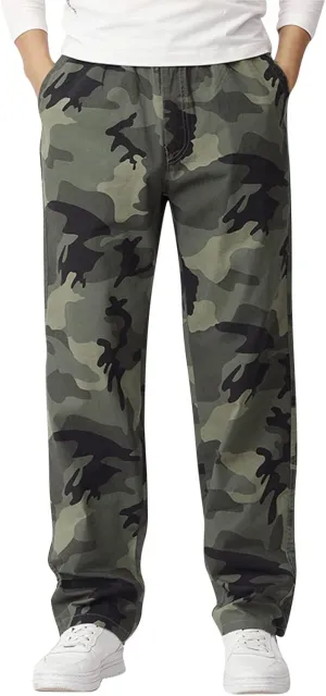 GIERIDUC Men's Fleece Cargo Sweatpants Big and Tall Cargo Pants for Men Half Long Half Short Pants Mens Wide Corduroy Pants