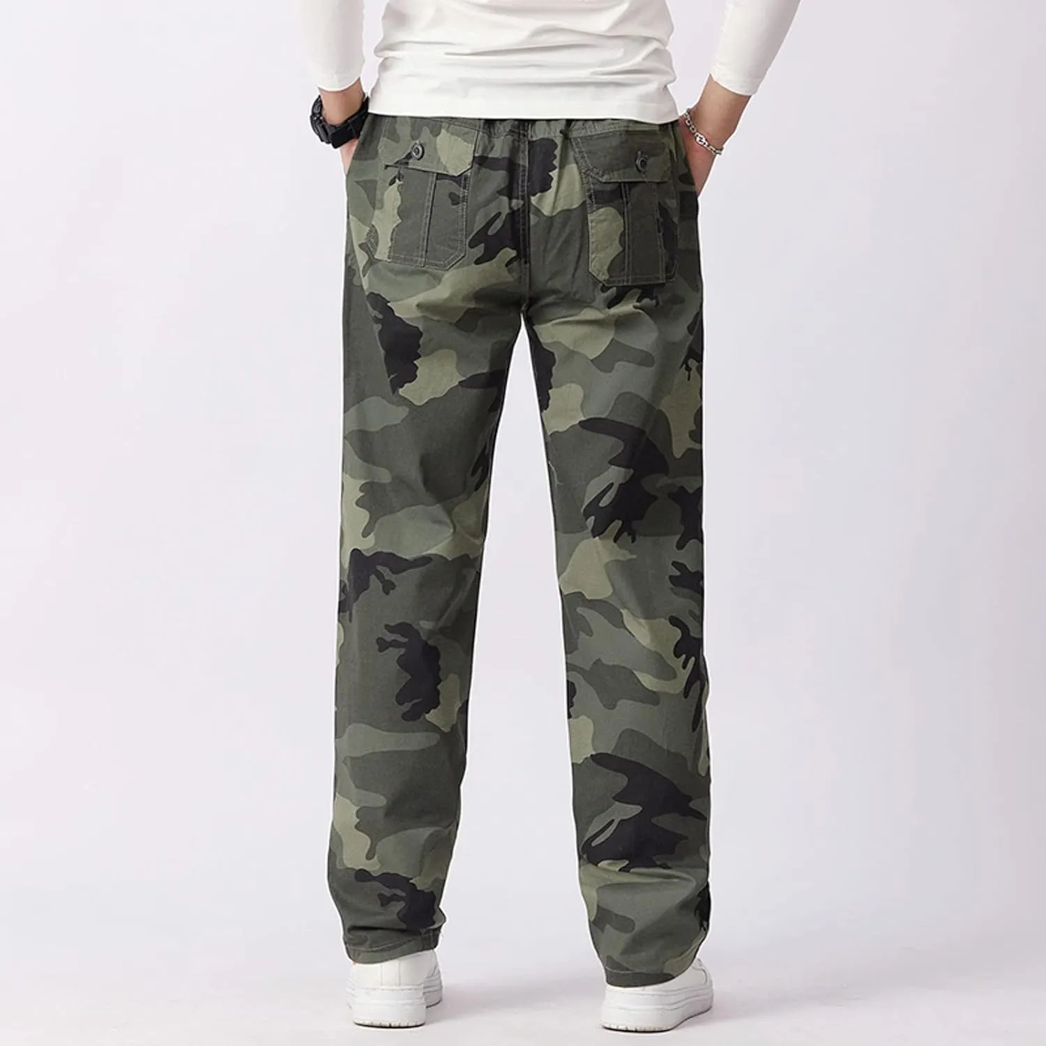 GIERIDUC Men's Fleece Cargo Sweatpants Big and Tall Cargo Pants for Men Half Long Half Short Pants Mens Wide Corduroy Pants