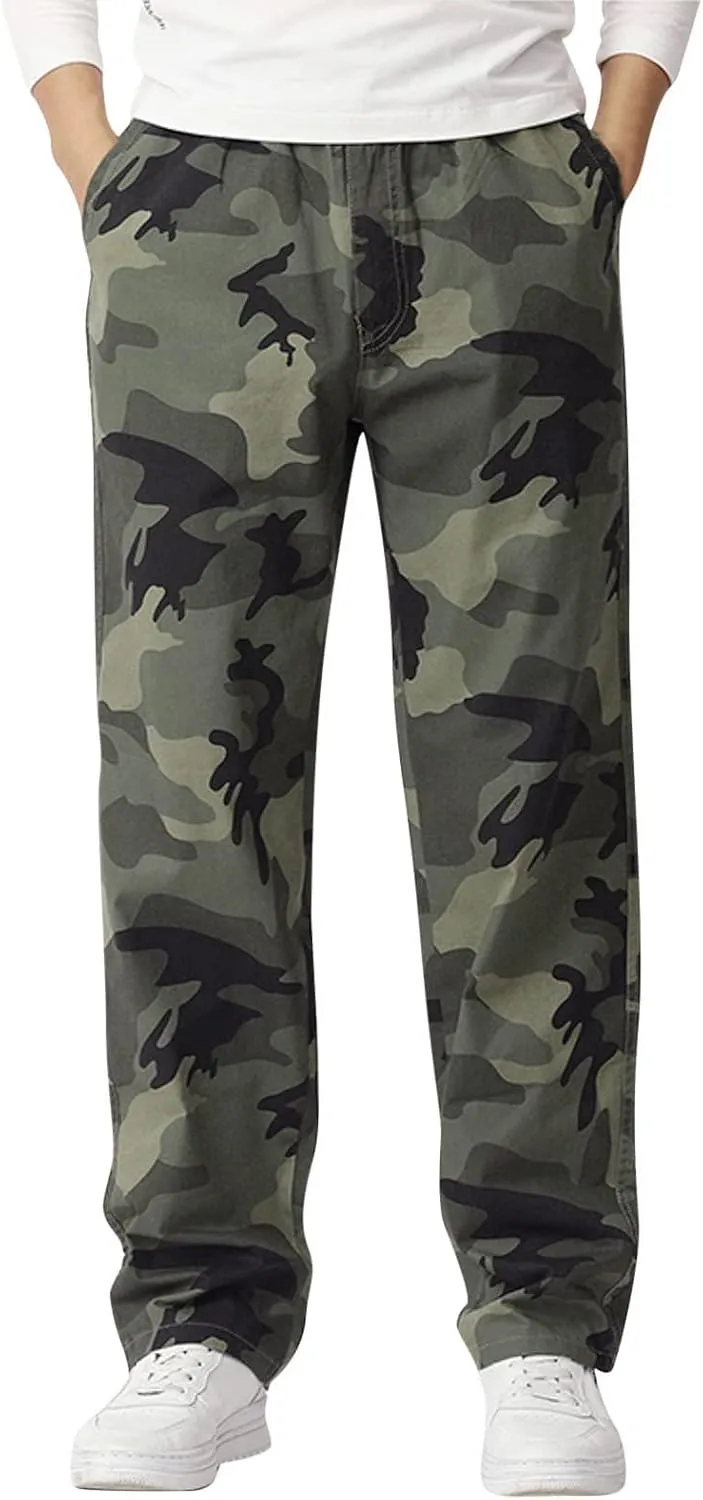GIERIDUC Men's Fleece Cargo Sweatpants Big and Tall Cargo Pants for Men Half Long Half Short Pants Mens Wide Corduroy Pants