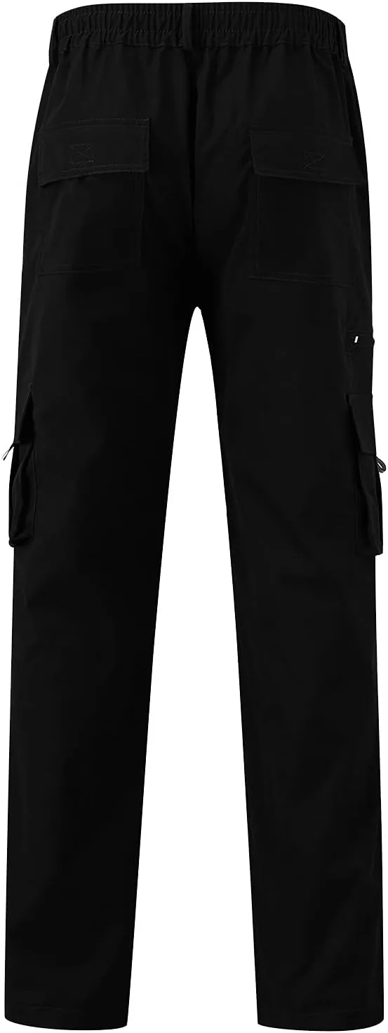 GIERIDUC Mens Stretch Waist Cargo Pants Mens Khaki Cargo Pants Relaxed Fit Mens Activewear Pants Tall Best Long Pants for Men