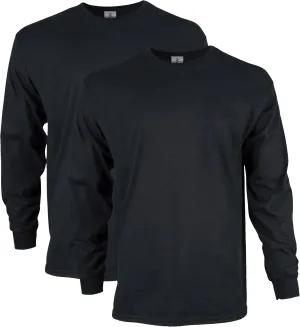 Gildan Men's Ultra Cotton Long Sleeve T-Shirt, Style G2400, Multipack, Black (2-Pack), Medium