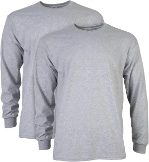 Gildan Men's Ultra Cotton Long Sleeve T-Shirt, Style G2400, Multipack, Sport Grey (2-Pack), 2X-Large