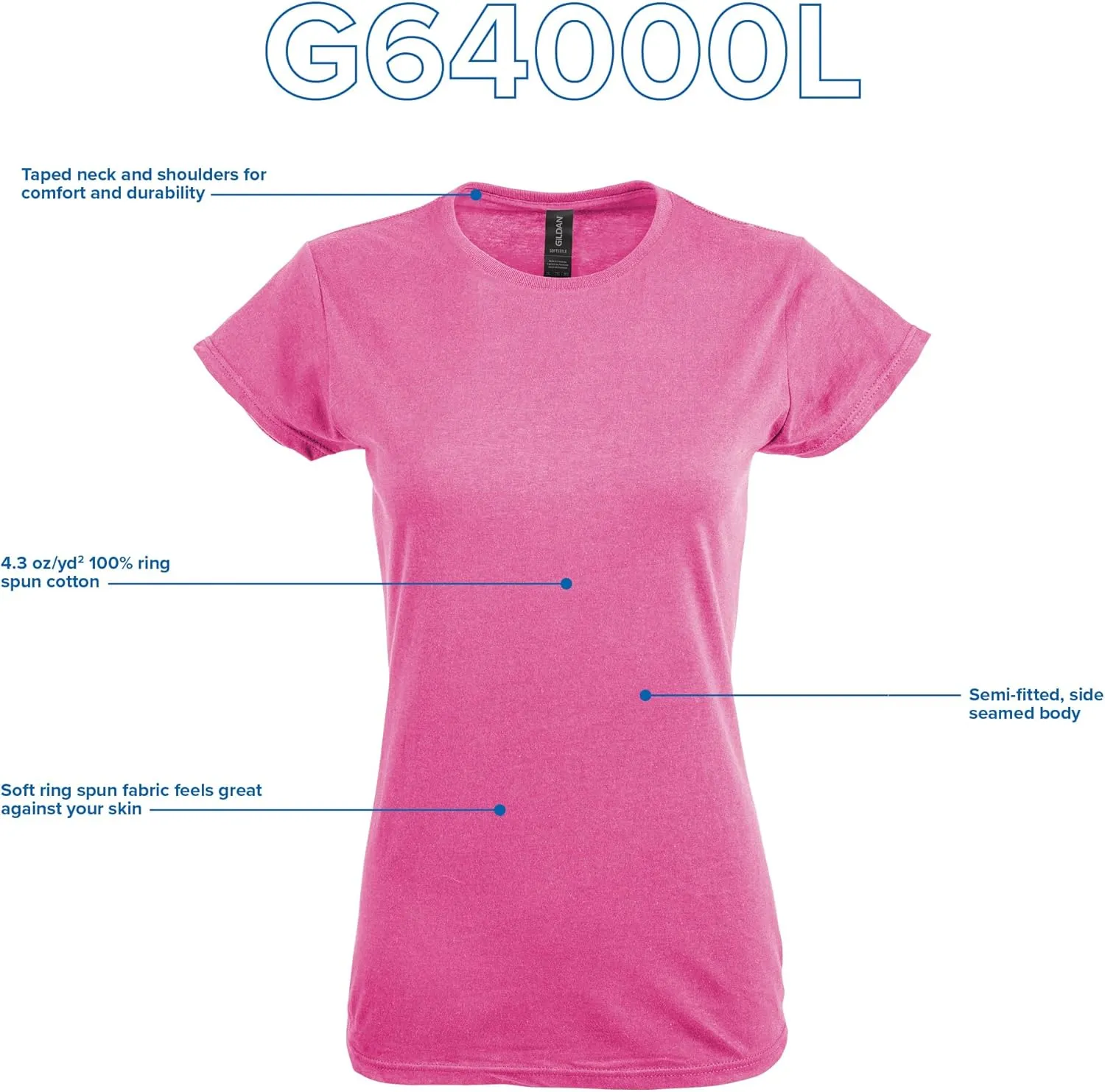 Gildan Women's Softstyle Cotton T-Shirt, Style G64000l, Multipack