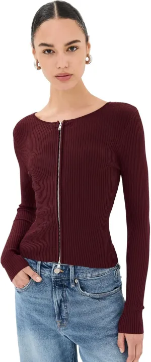 Good American Women's Virgo Rib Zip Front Sweater