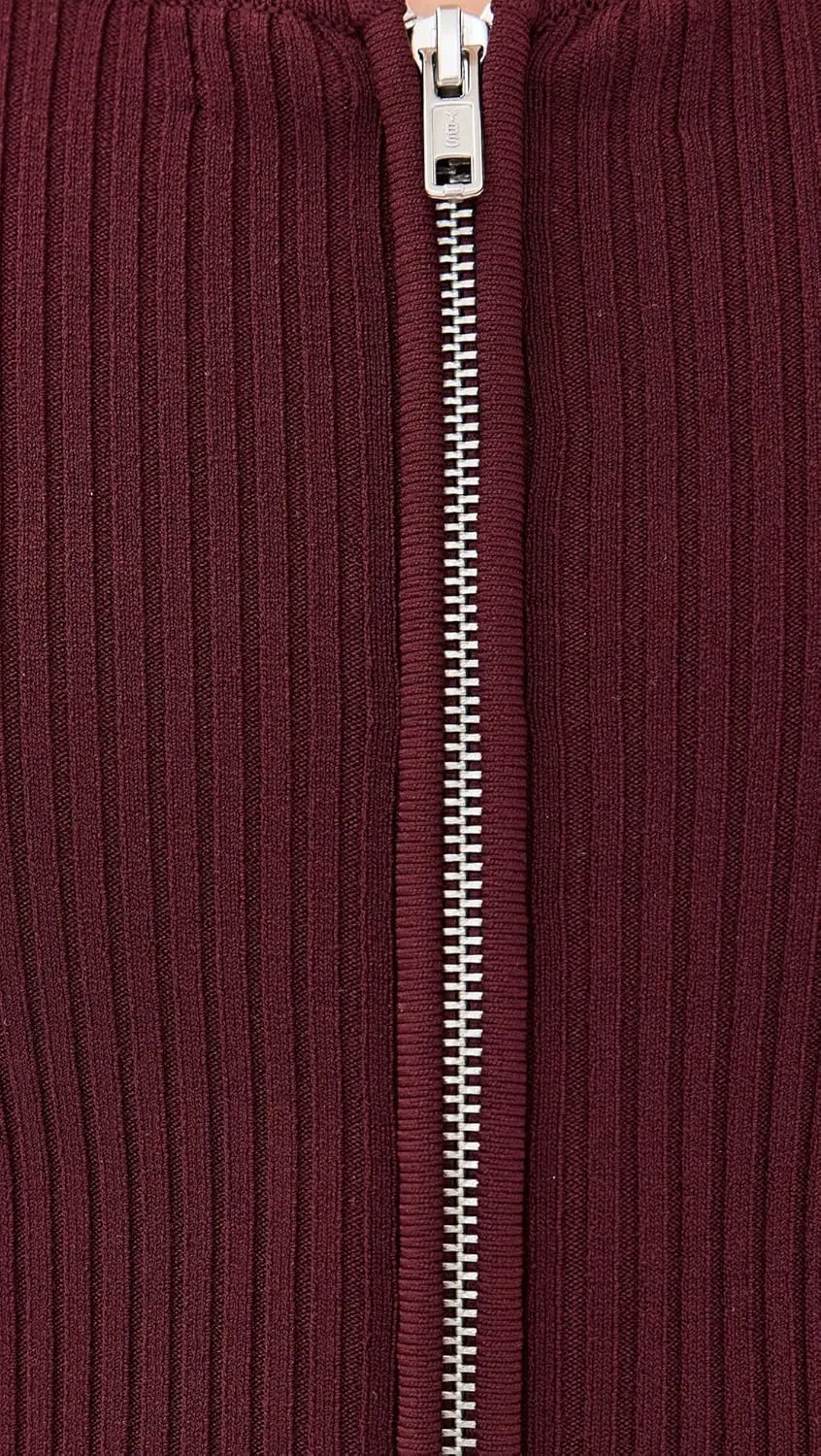 Good American Women's Virgo Rib Zip Front Sweater