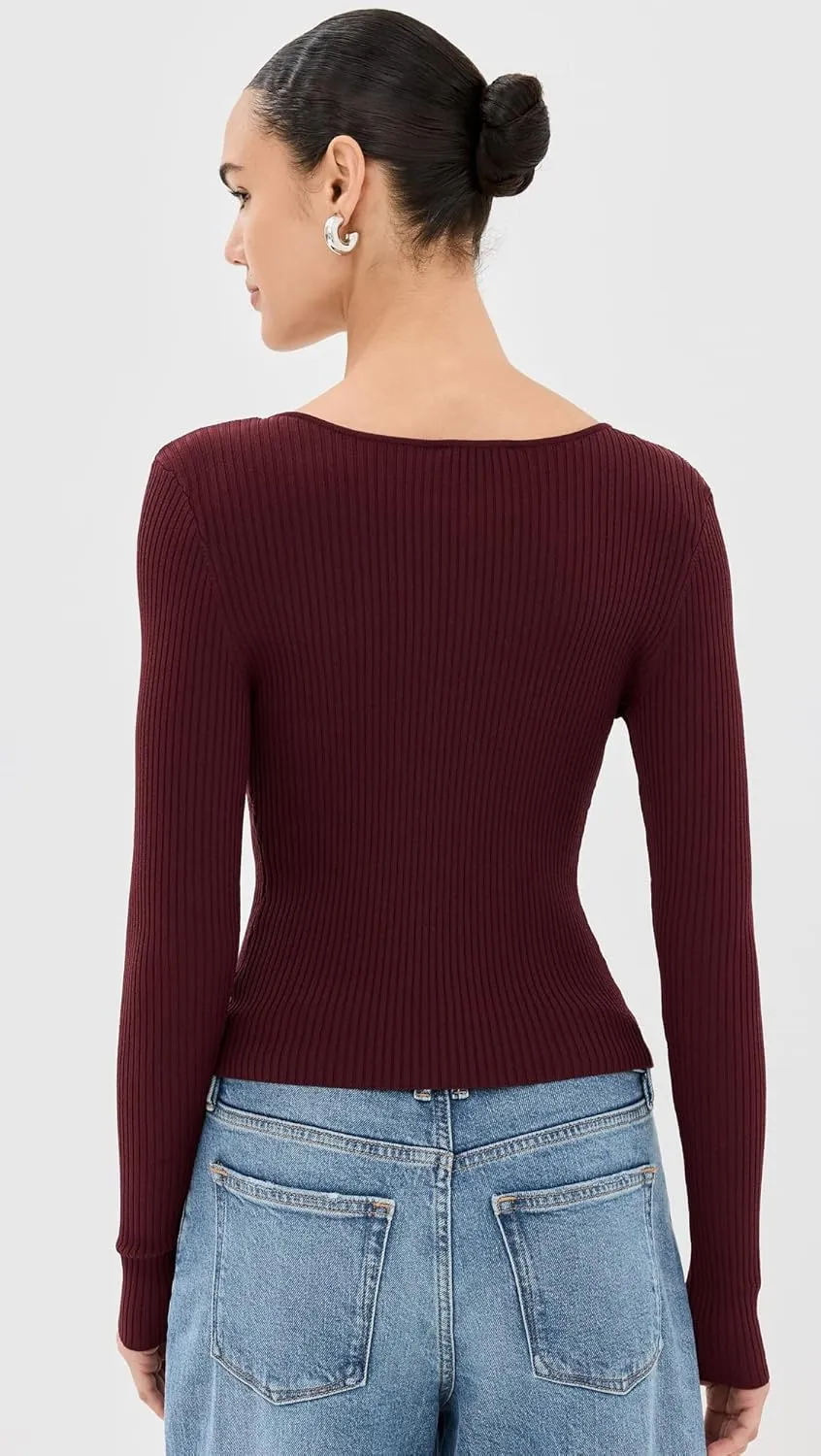 Good American Women's Virgo Rib Zip Front Sweater