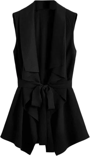 GORGLITTER Women's Sleeveless Long Vest Cardigans Trendy Business Casual Work Blazers Jacket Fall Fashion Outfits 2024