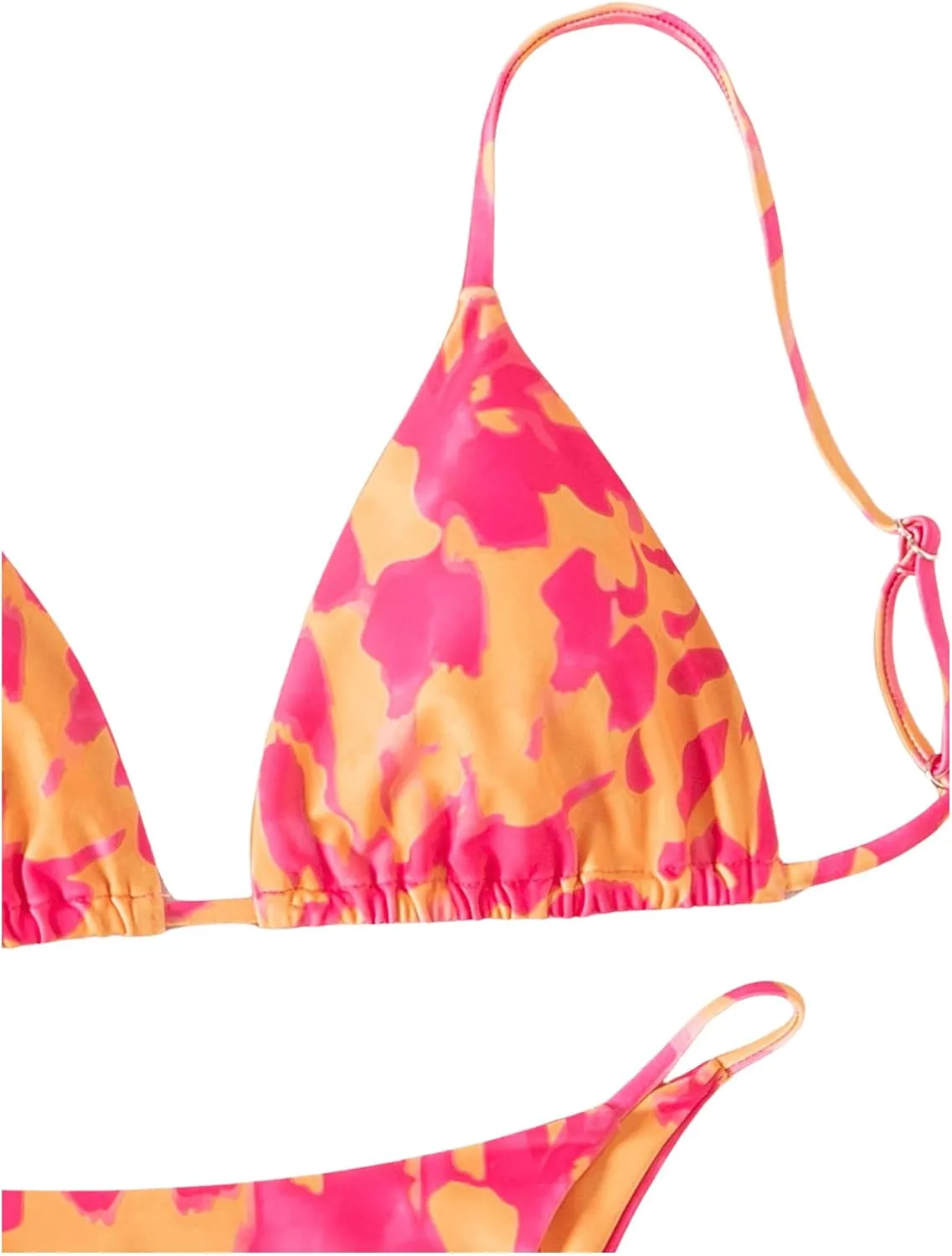 GORGLITTER Women's Triangle G String Bikini Set Color Block High Cut Swimsuit Tie Dye Summer Bathing Suit