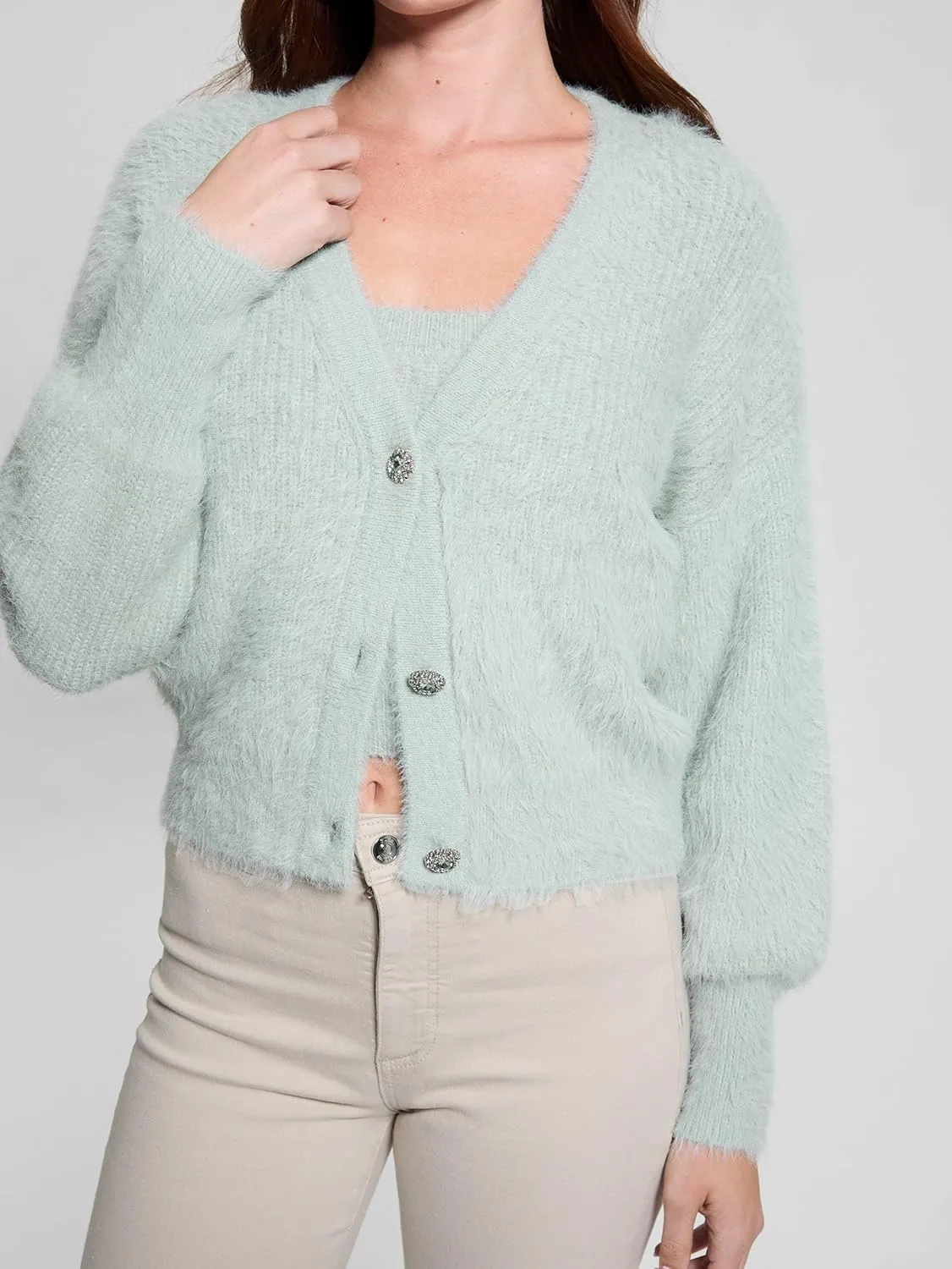 GUESS Women's Long Sleeve Keyla Cardigan Sweater