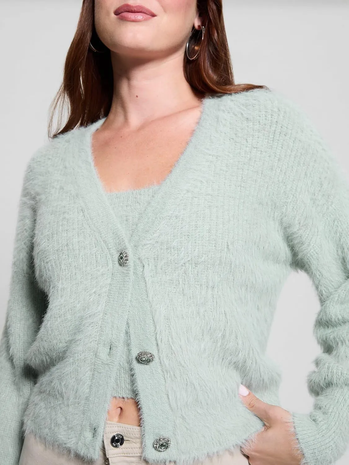 GUESS Women's Long Sleeve Keyla Cardigan Sweater