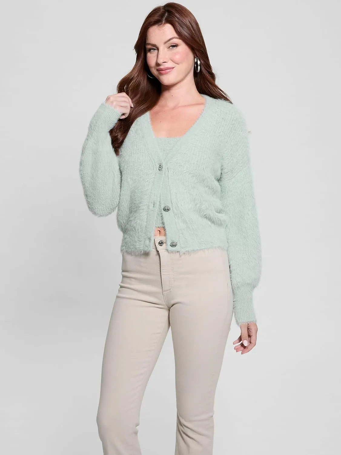 GUESS Women's Long Sleeve Keyla Cardigan Sweater