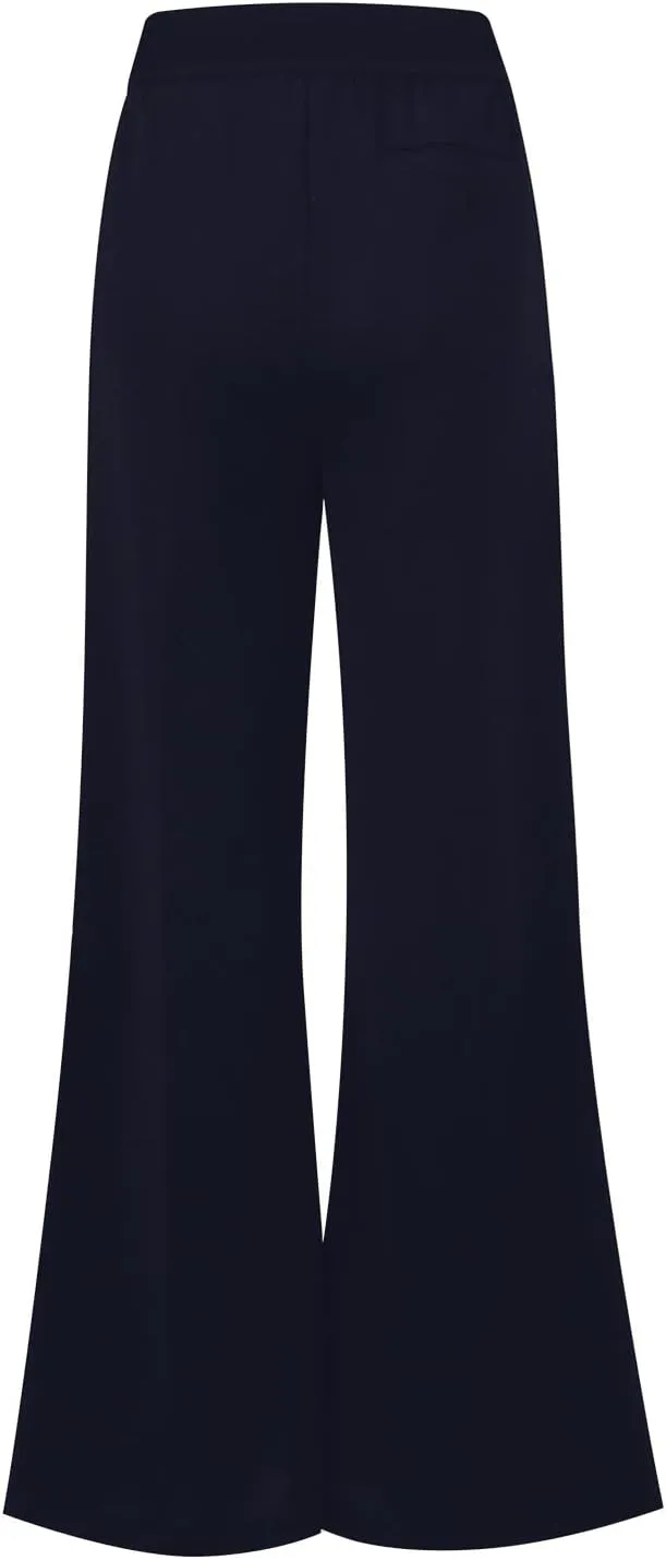 Gumipy Crepe Pleated Pants for Women High Waisted Wide Leg Pants Plus Size Elastic Stretch Palazzo Pants Work Office Trousers
