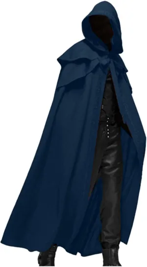 Halloween Costumes for Men Renaissance Hooded Cloak Cosplay Costumes Long Medieval Cloak Vintage Gothic Robe