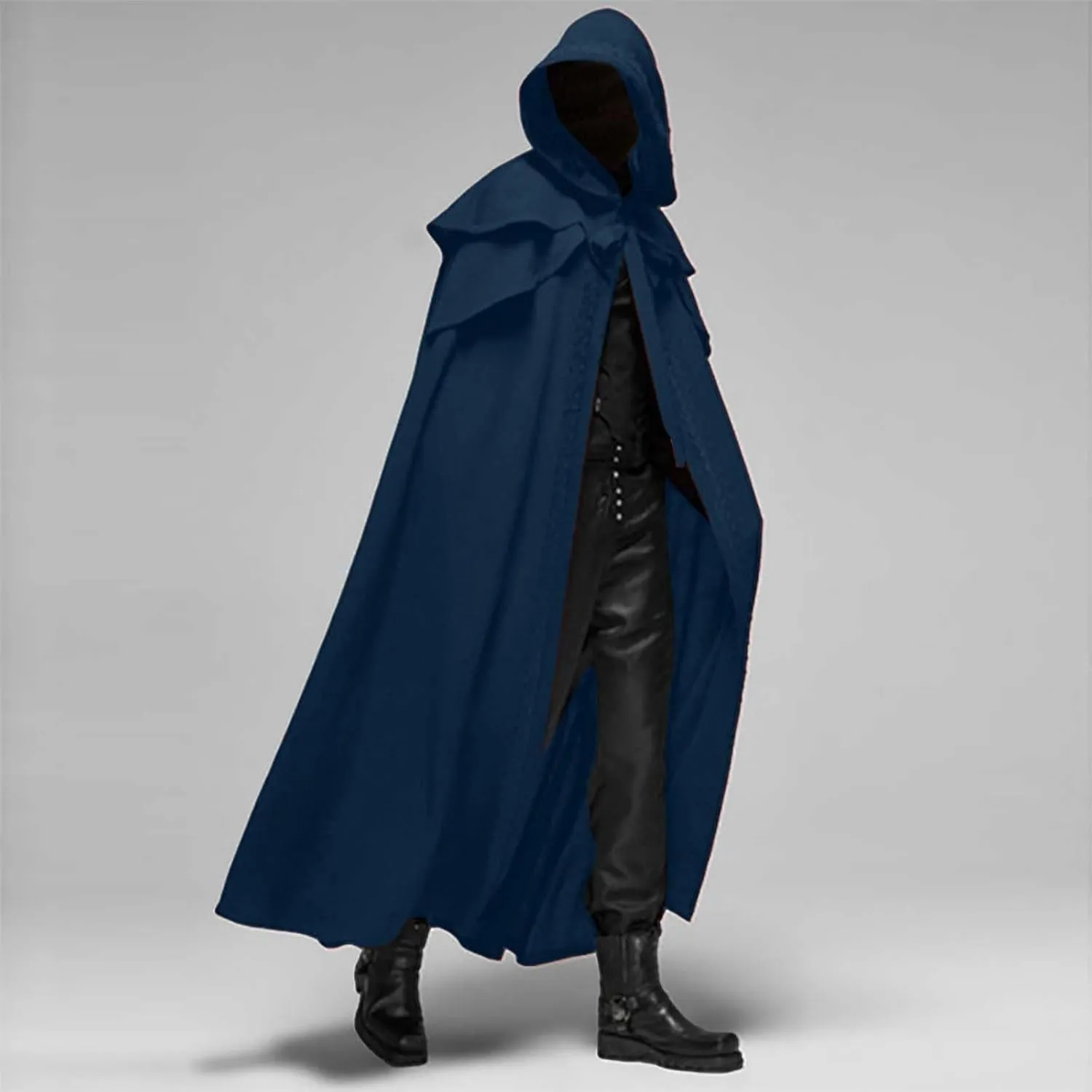 Halloween Costumes for Men Renaissance Hooded Cloak Cosplay Costumes Long Medieval Cloak Vintage Gothic Robe